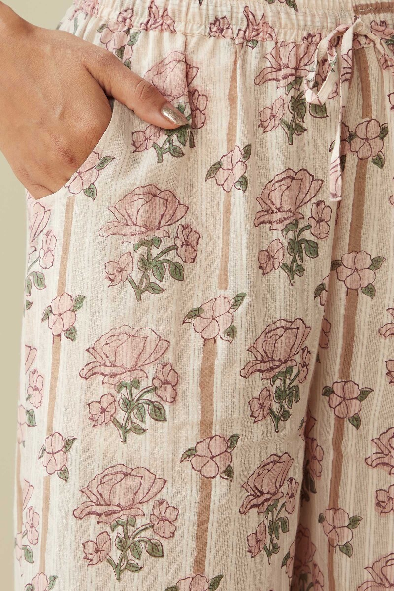 Off-White Hand Block-Printed Cotton Farsi