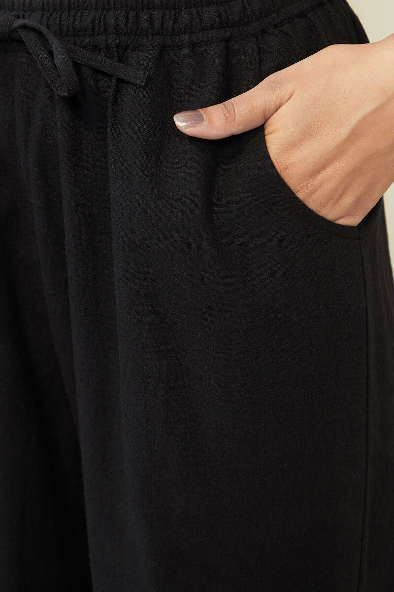 Black Handcrafted Cotton Pants