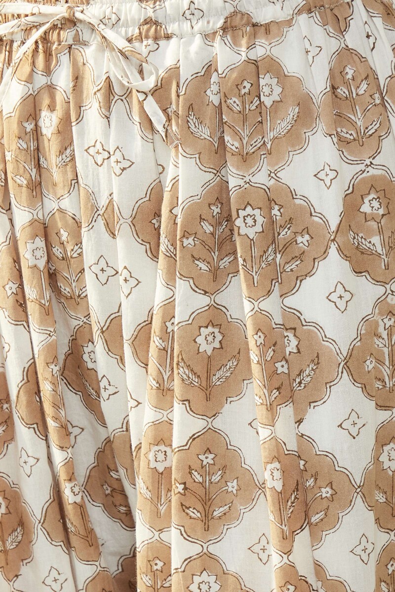 Light-Brown Hand Block-Printed Cotton Salwar