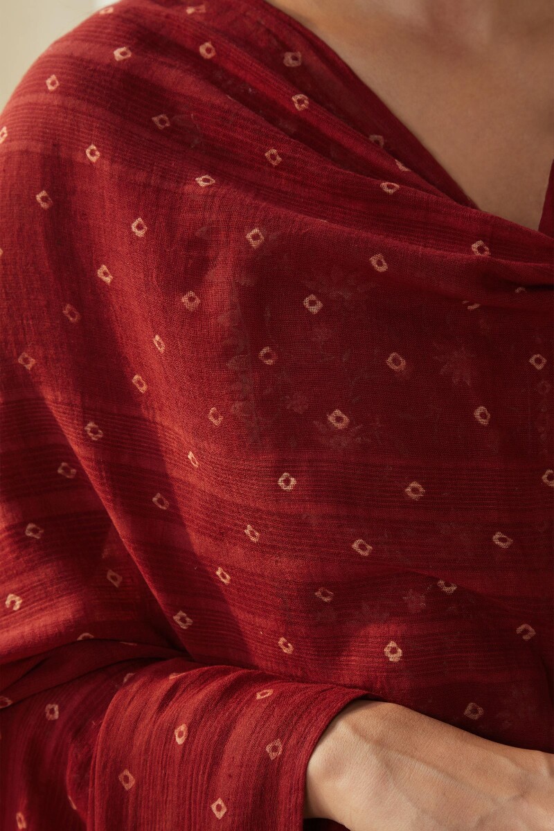 Ajrak Hand Block Printed Cotton Dobby Dupatta