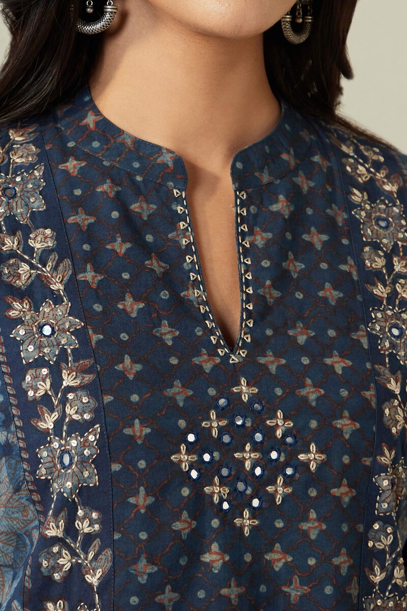 Akola Hand Block Printed Straight Cotton Kurta