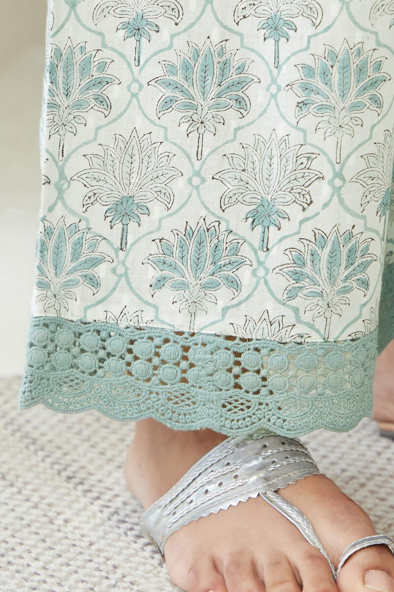White Hand Block-Printed Cotton Farsi