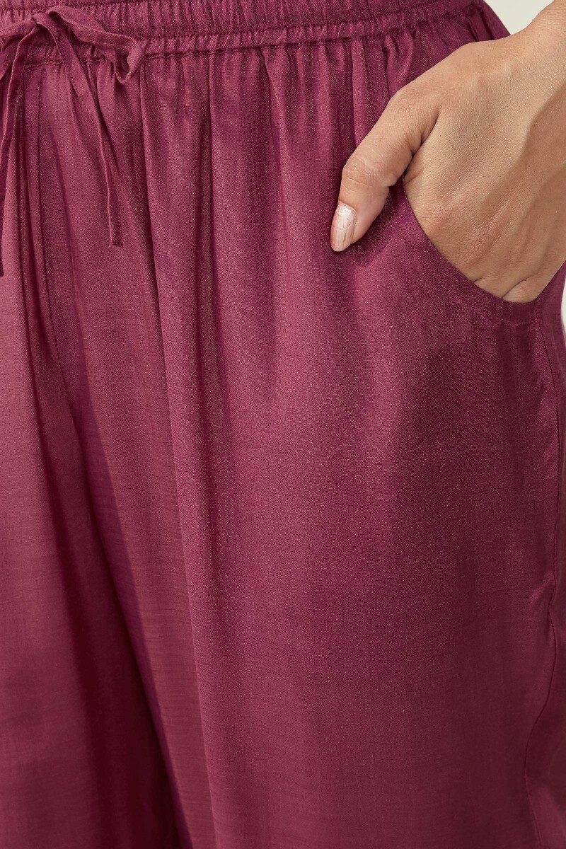 Pink Handcrafted Modal Narrow Pants