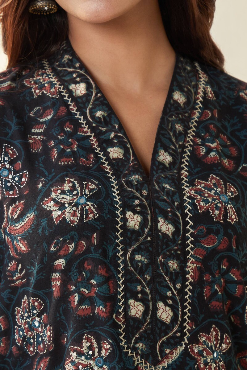 Bagru Hand Block-Printed Straight Cotton Kurta