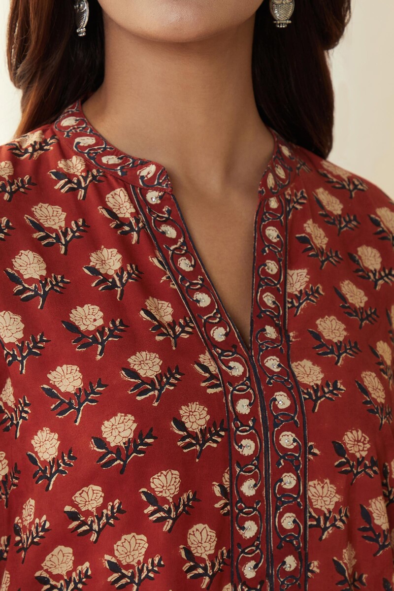 Bagru Hand Block-Printed Viscose Top