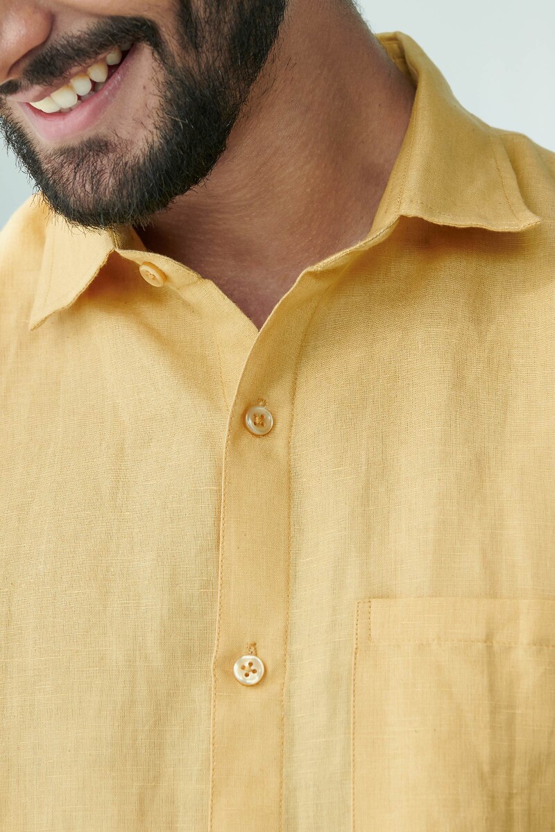 Yellow Handcrafted Cotton Linen Shirt