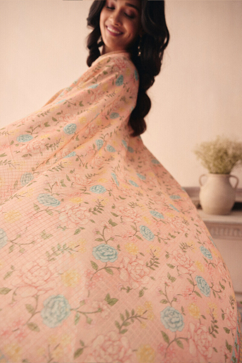 Pink Printed Kota Dupatta