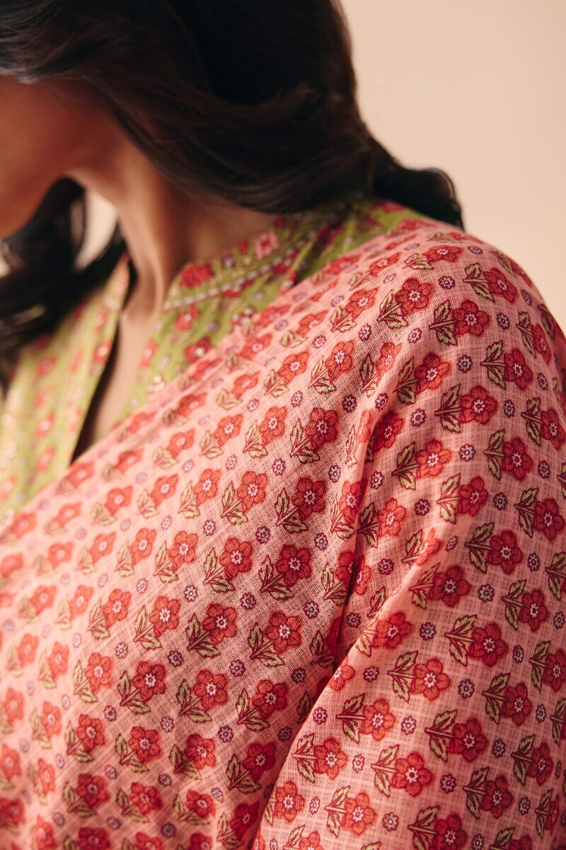 Pink Hand Printed Kota Dupatta