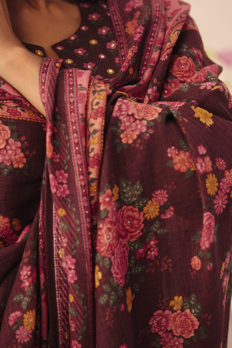 Brown Printed Kota Dupatta