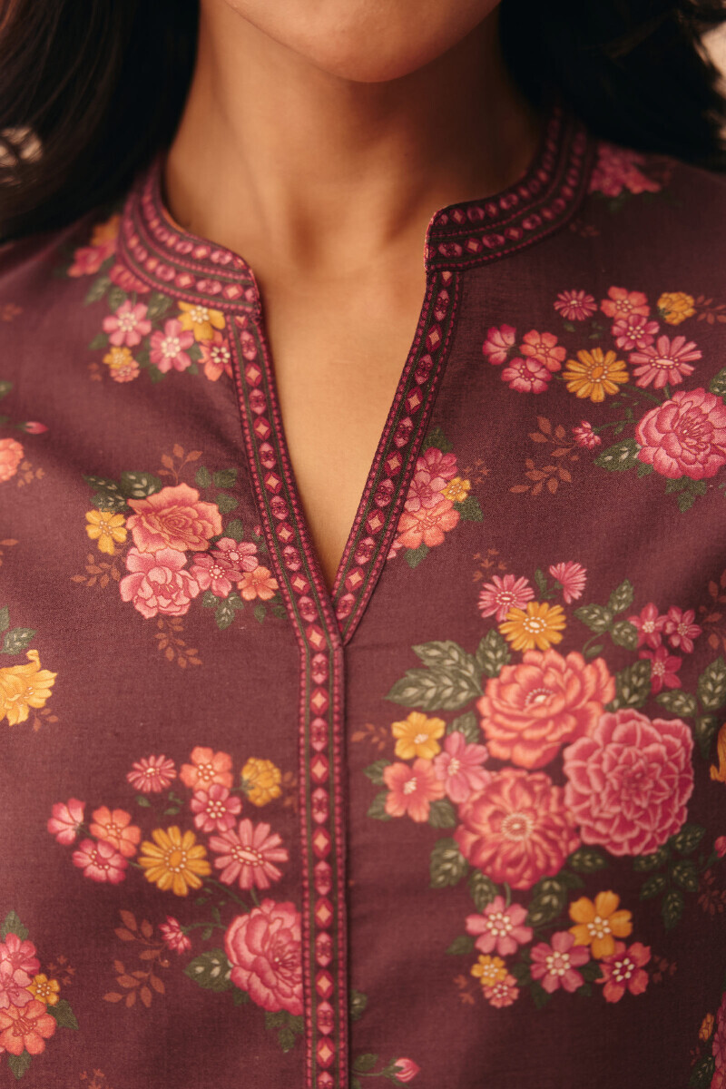 Brown Printed Cotton Loungewear Set