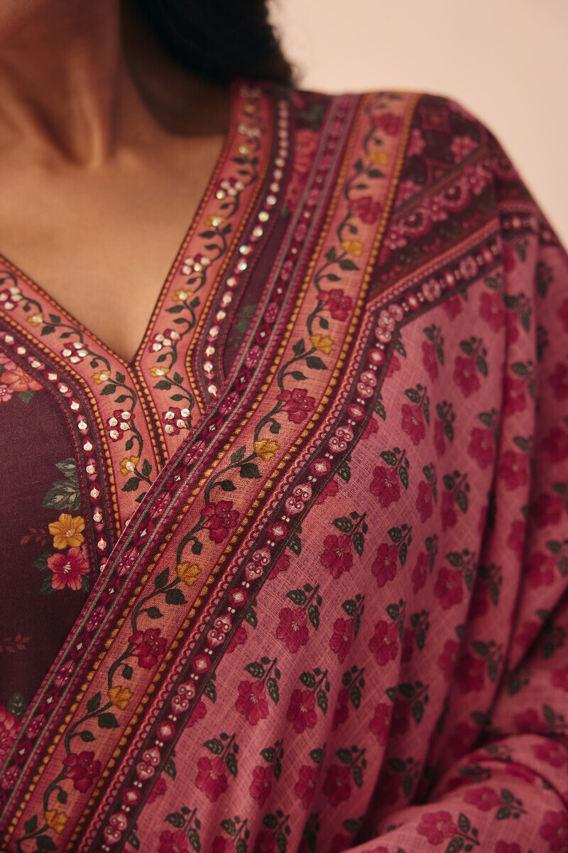 Pink Printed Kota Dupatta