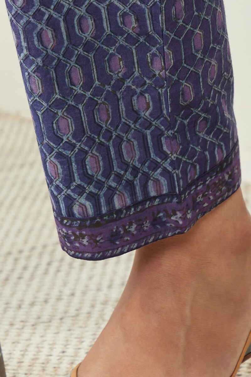 Akola Hand Block-Printed Cotton Narrow Pants