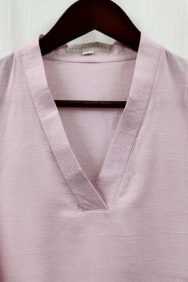 Baby Pink Handcrafted Straight Handloom Cotton Kurta