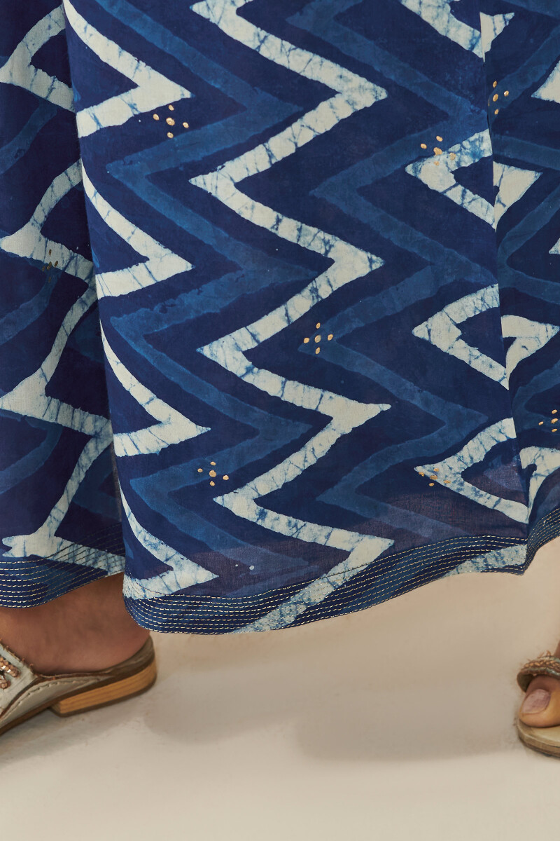 Indigo Hand Block-Printed Viscose Palazzo
