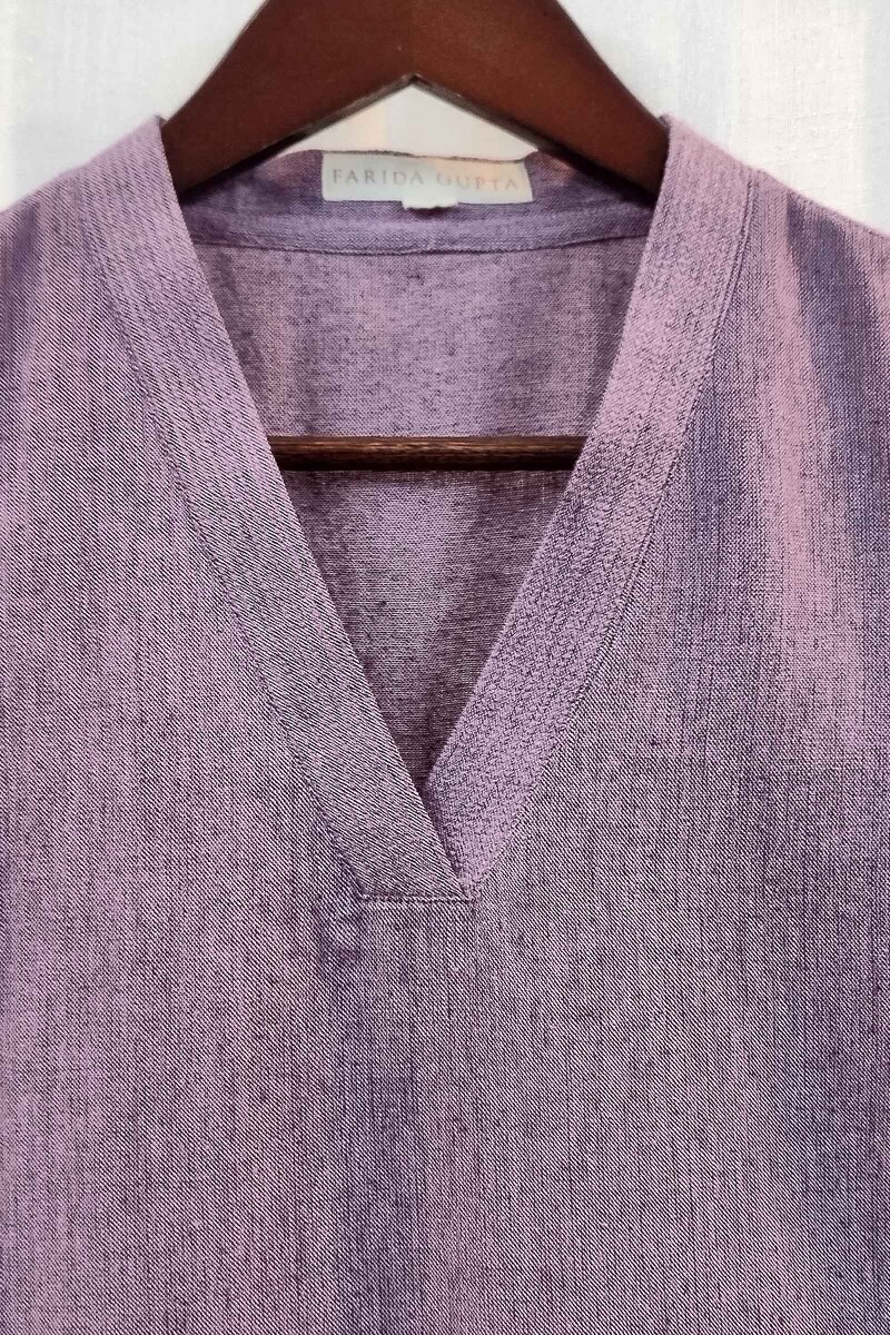 Purple Handcrafted Straight Handloom Cotton Kurta