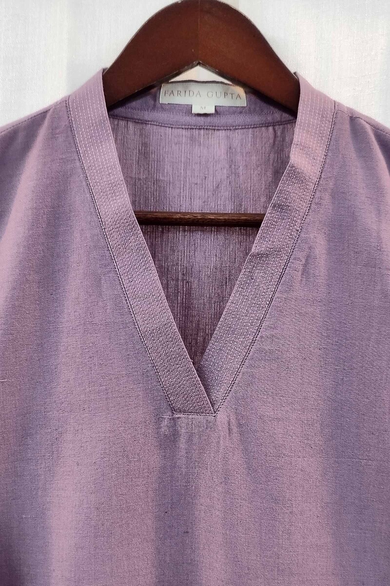 Purple Handcrafted Straight Handloom Cotton Kurta