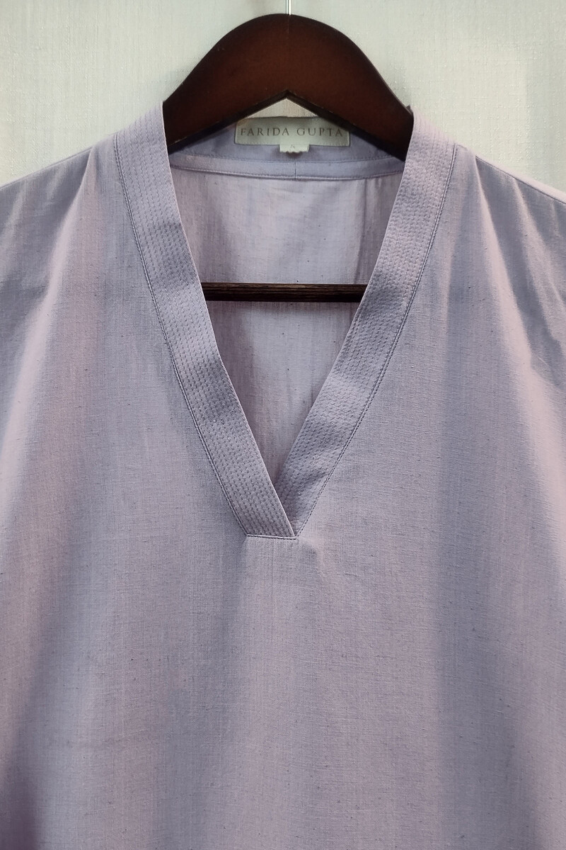 Light Purple Handcrafted Straight Handloom Cotton Kurta