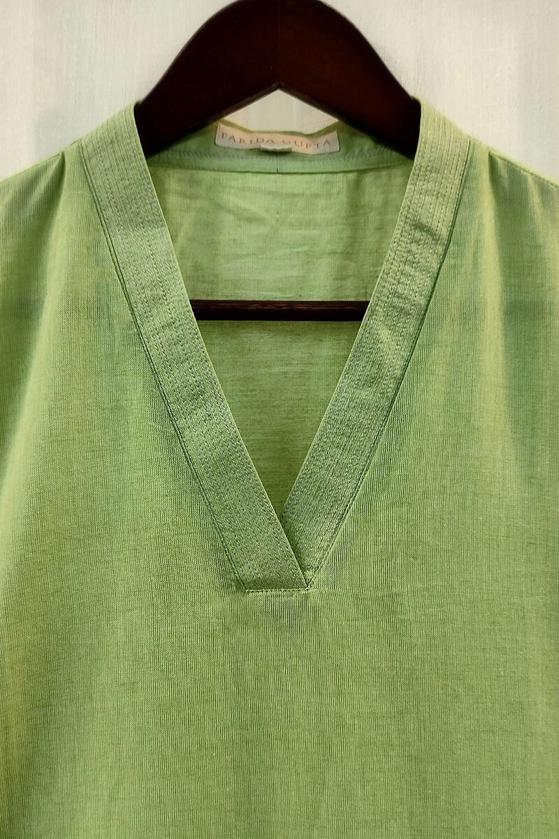 Lime Green Handcrafted Straight Handloom Cotton Kurta