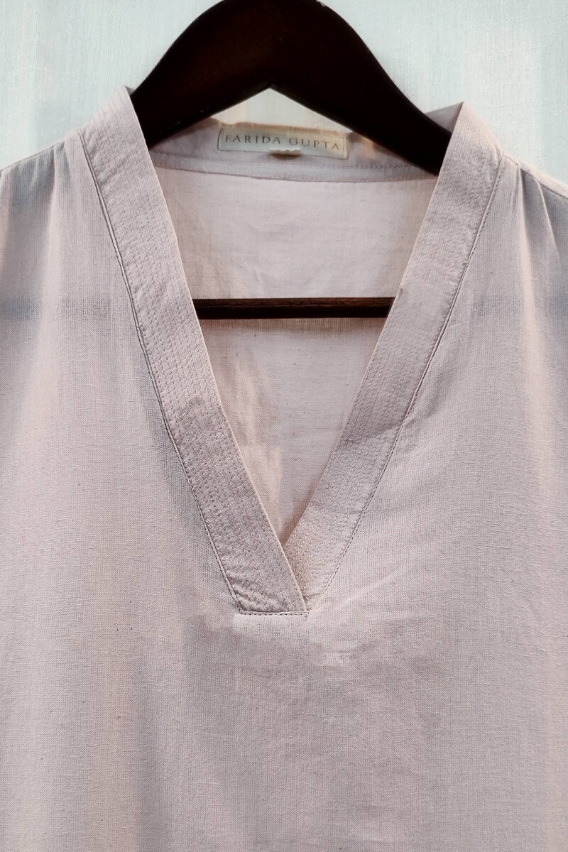 Soft Pink Handcrafted Straight Handloom Cotton Kurta