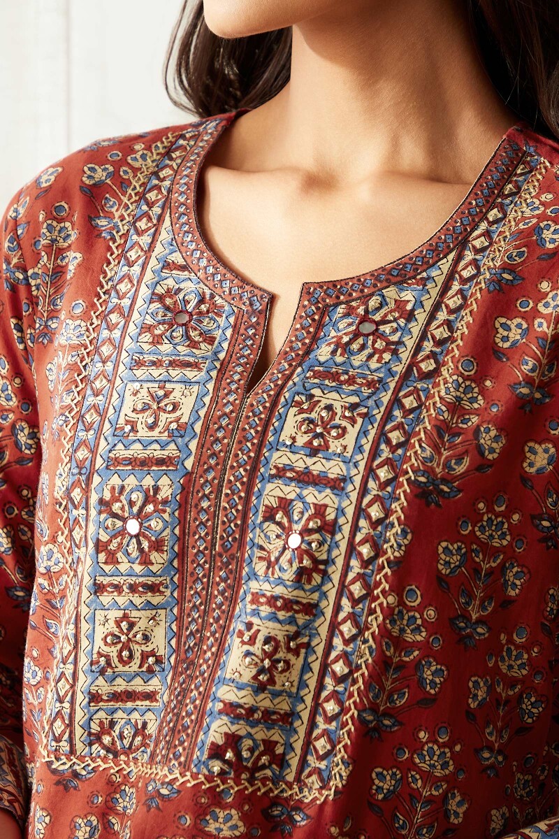 Bagru Hand Block-Printed Straight Cotton Kurta