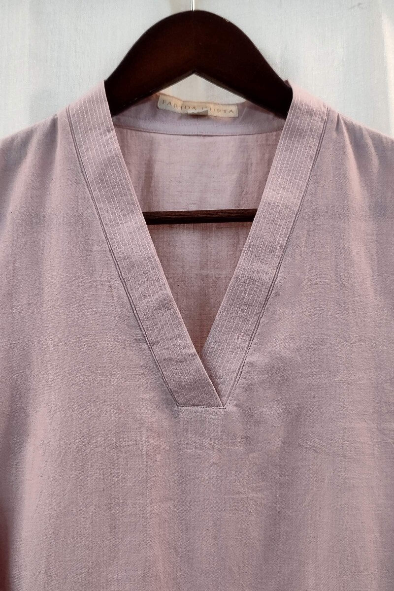Soft Pink Handcrafted Straight Handloom Cotton Kurta