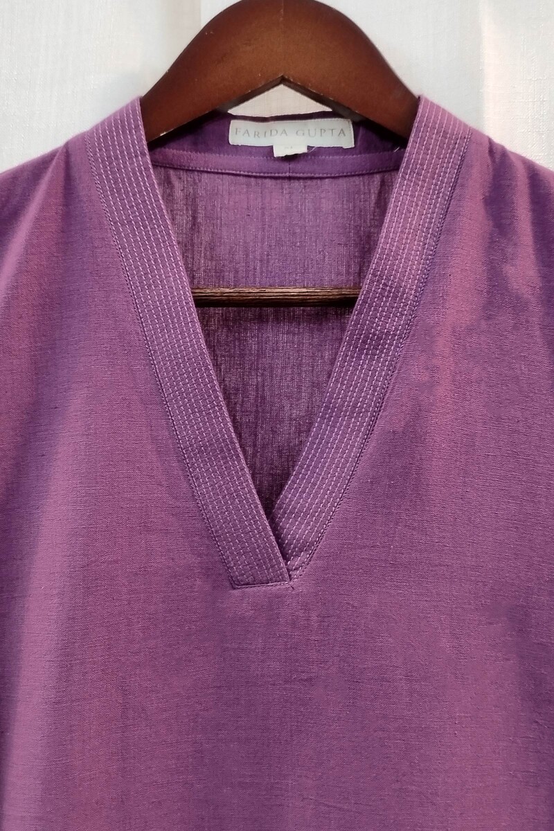 Purple Handcrafted Straight Handloom Cotton Kurta