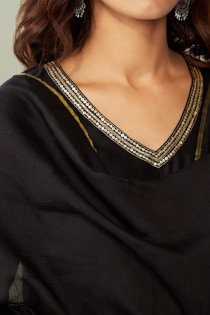 Black Handcrafted Chanderi Dupatta