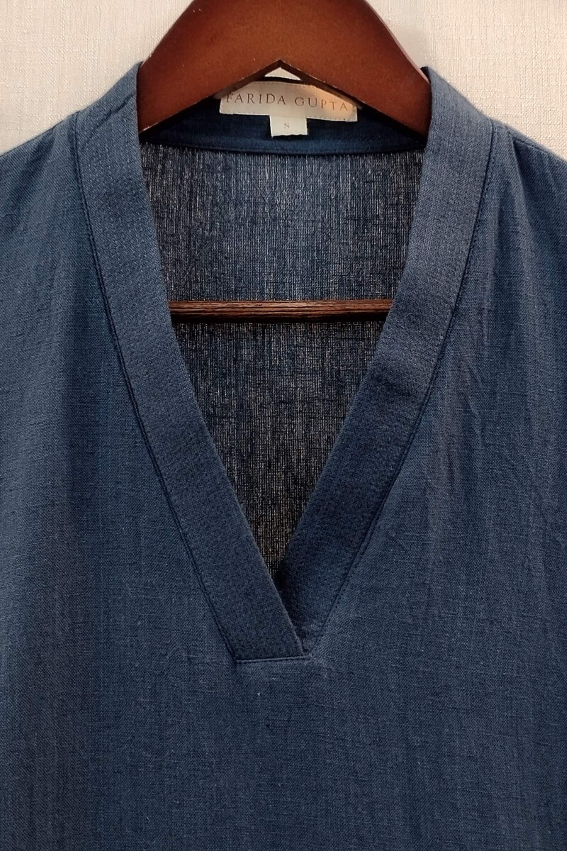 Blue Handcrafted Straight Handloom Cotton Kurta