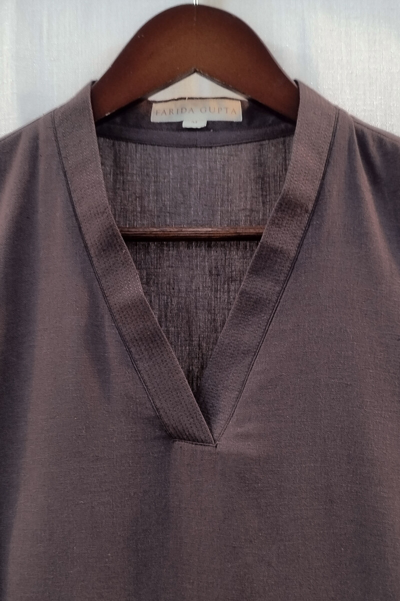 Dark Brown Handcrafted Straight Handloom Cotton Kurta