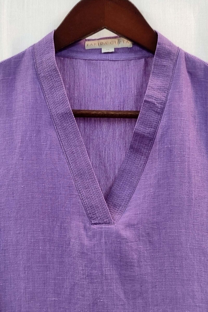 Purple Handcrafted Straight Handloom Cotton Kurta