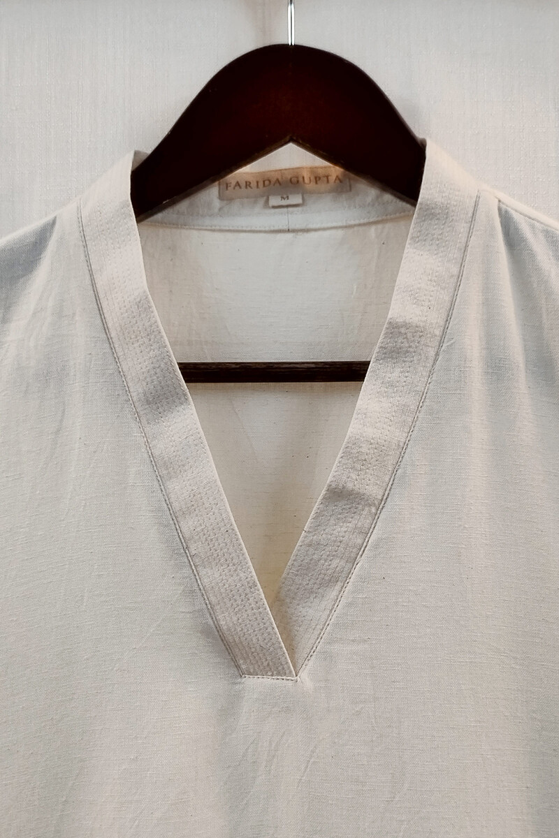 Off-White Handcrafted Straight Handloom Cotton Kurta