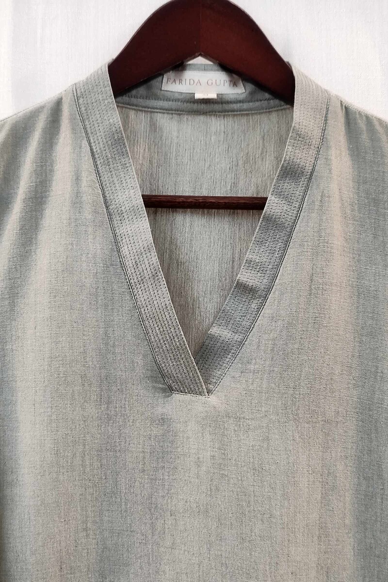 Sage Green Handcrafted Straight Handloom Cotton Kurta