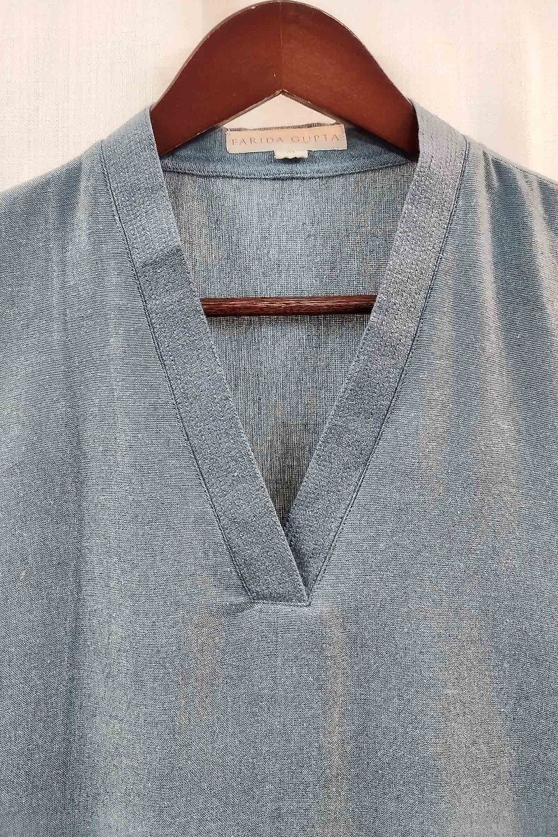 Light Blue Handcrafted Straight Handloom Cotton Kurta