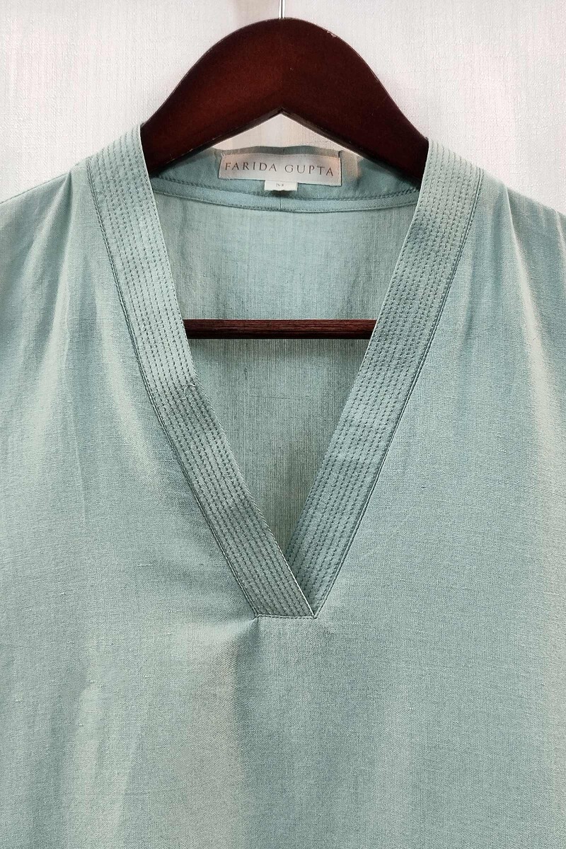 Sea-foam Green Handcrafted Straight Handloom Cotton Kurta