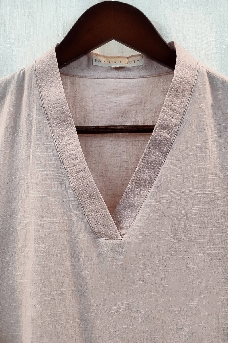 Rosy Brown Handcrafted Straight Handloom Cotton Kurta