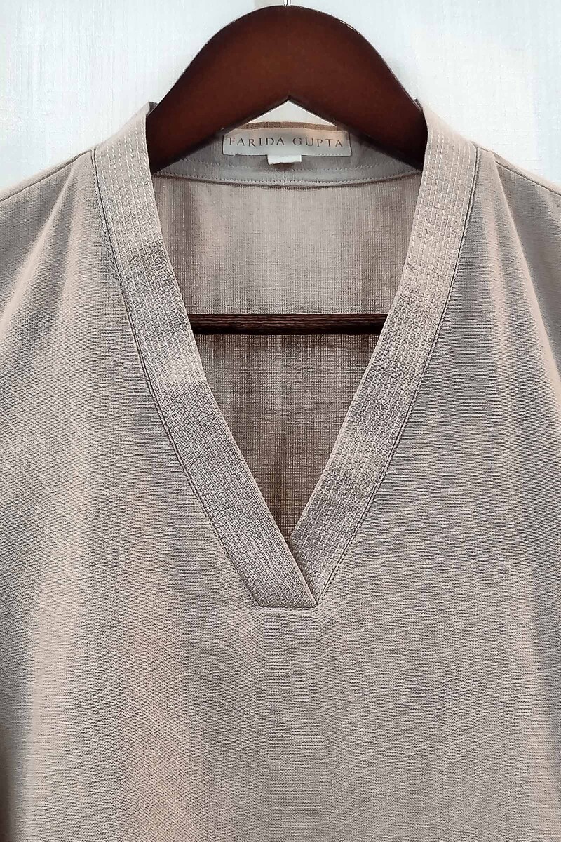 Light Brown Handcrafted Straight Handloom Cotton Kurta