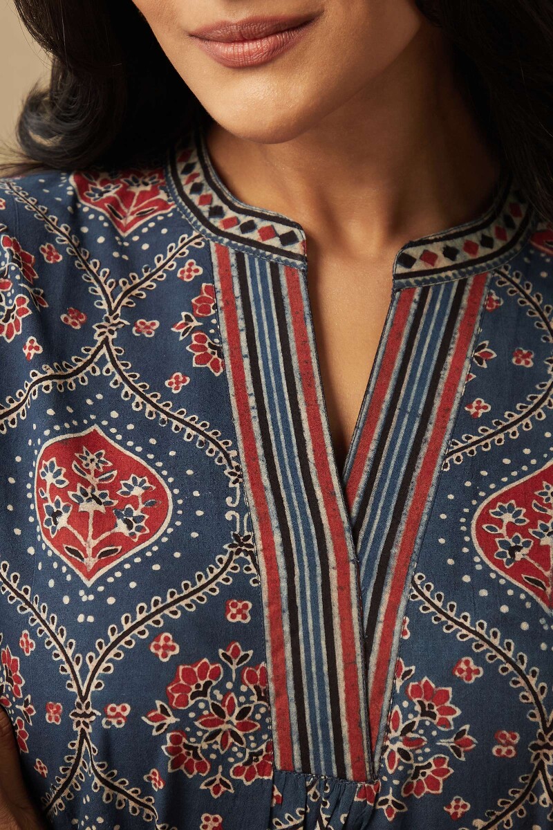 Ajrak Hand Block-Printed Cotton Top