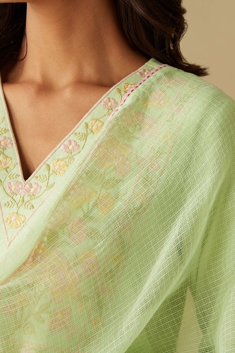 Green Handcrafted Kota Dupatta