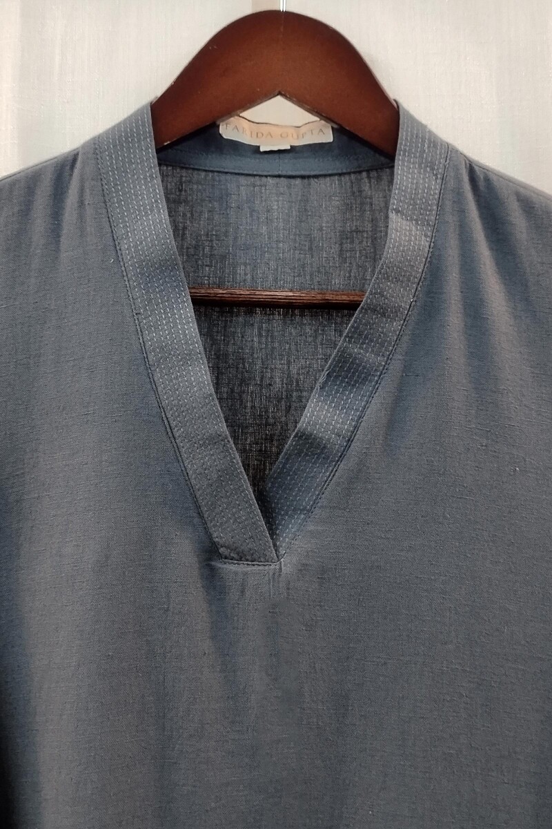 Dark Grey Handcrafted Straight Handloom Cotton Kurta