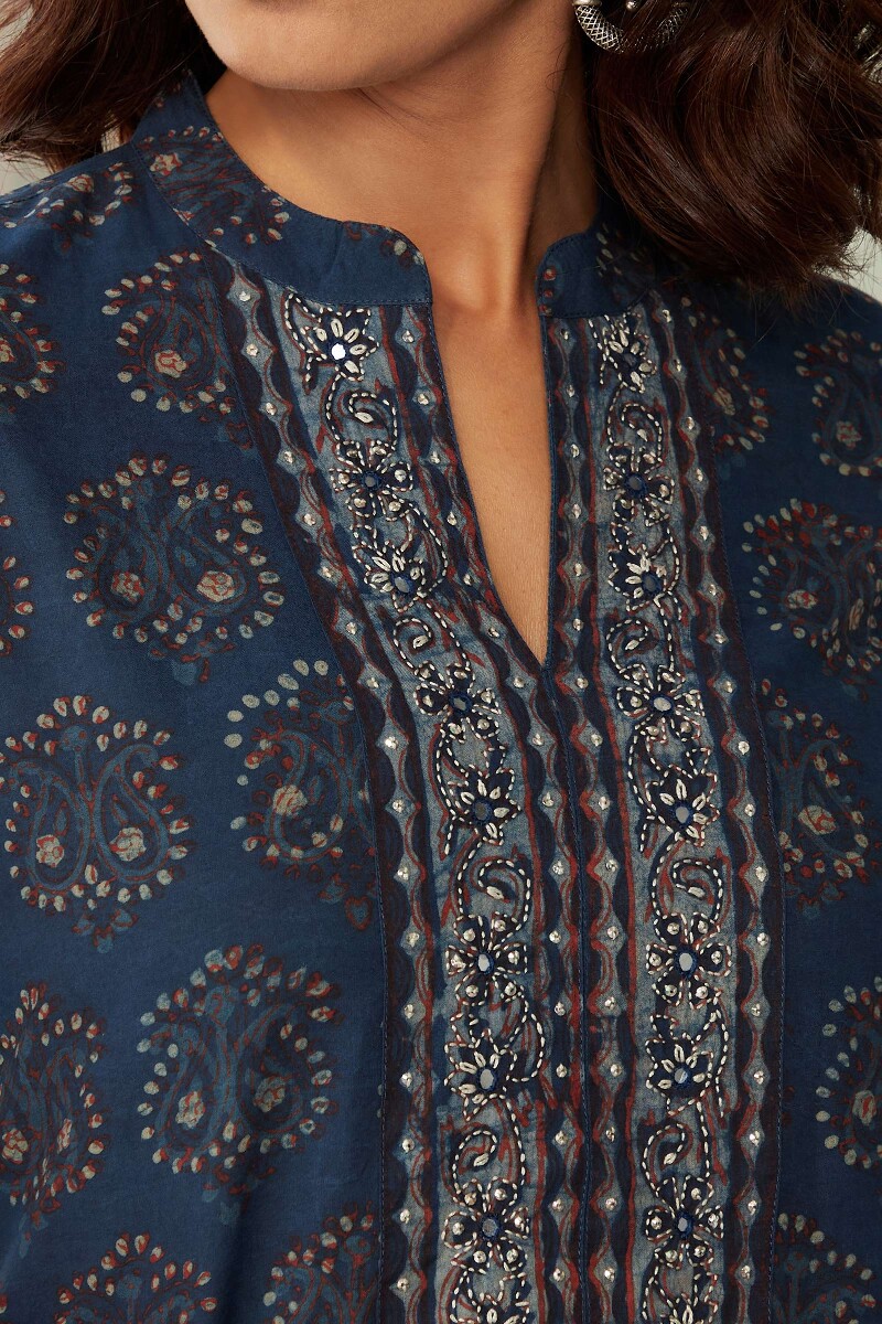 Akola Hand Block-Printed Straight Cotton Kurta