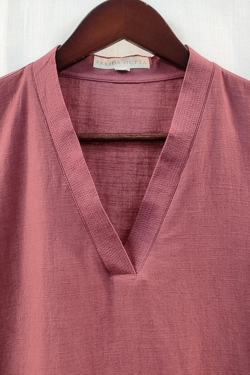 Light Maroon Handcrafted Straight Handloom Cotton Kurta
