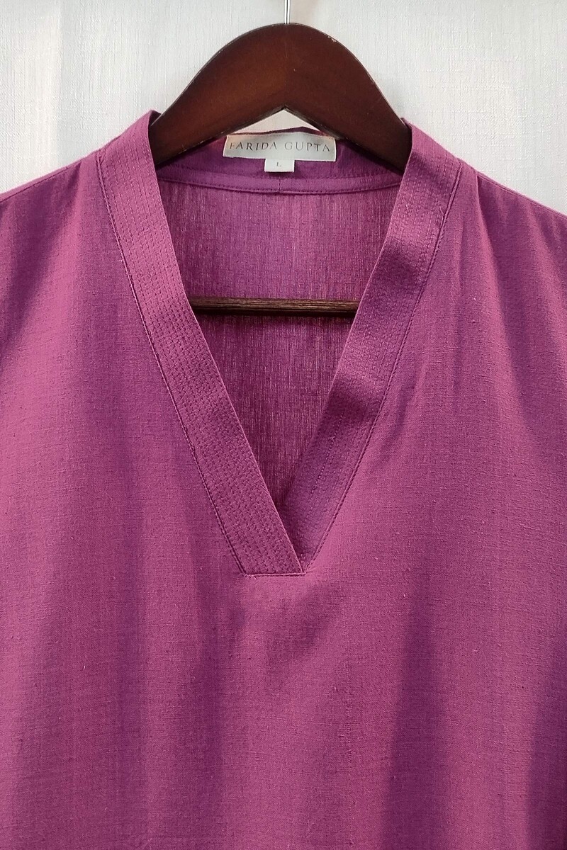 Plum Handcrafted Straight Handloom Cotton Kurta
