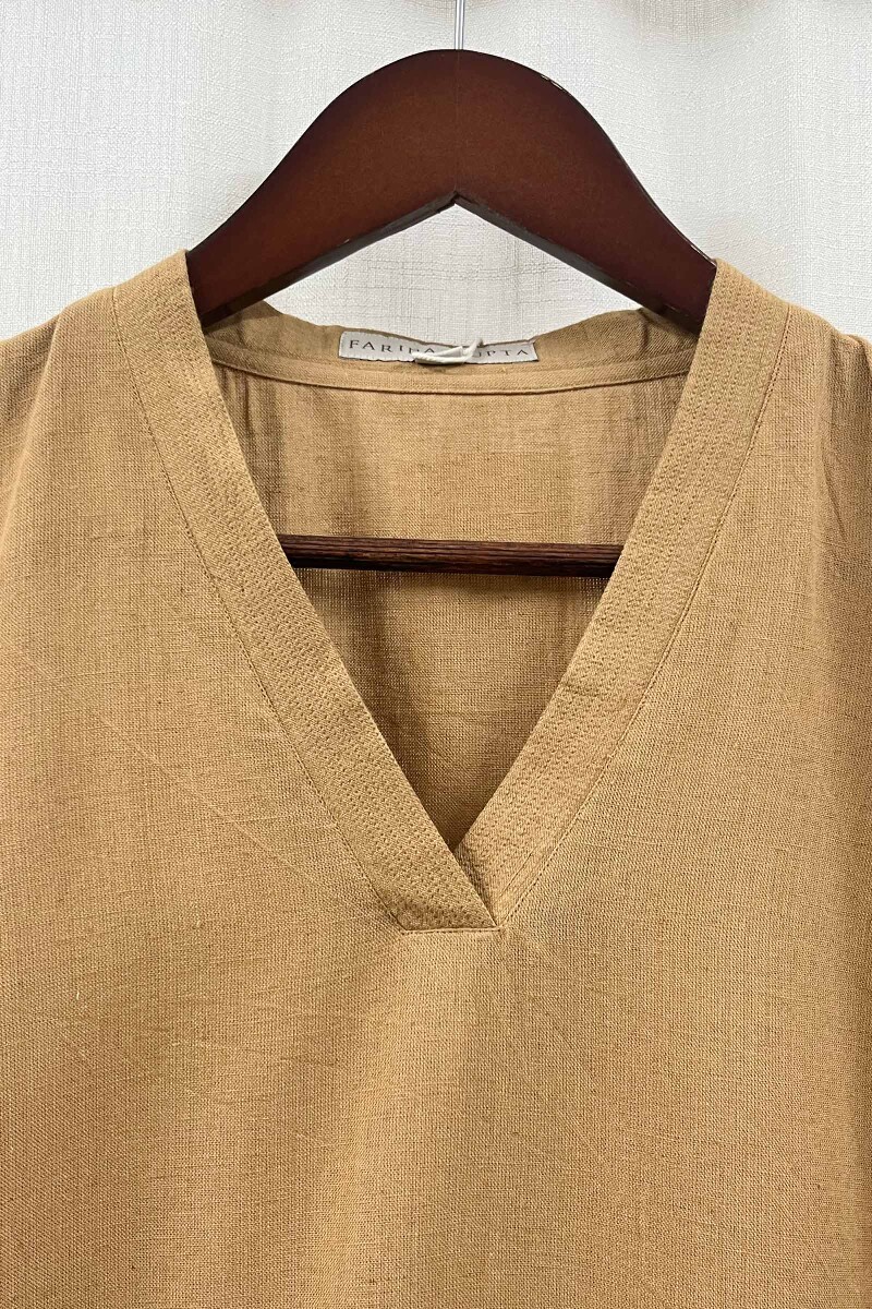 Light Brown Handcrafted Straight Handloom Cotton Kurta