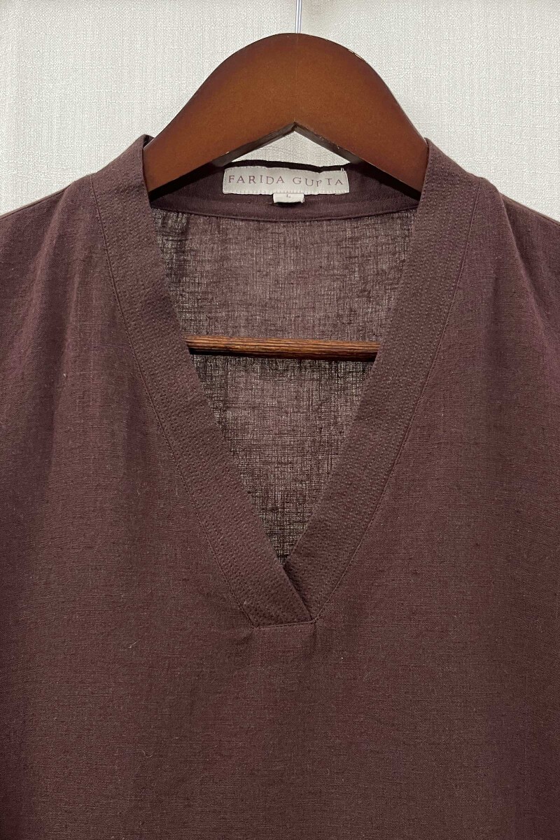 Dark Brown Handcrafted Straight Handloom Cotton Kurta