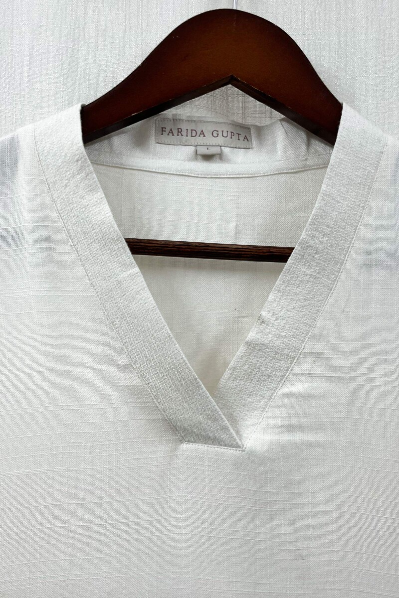 White Handcrafted Straight Handloom Cotton Kurta