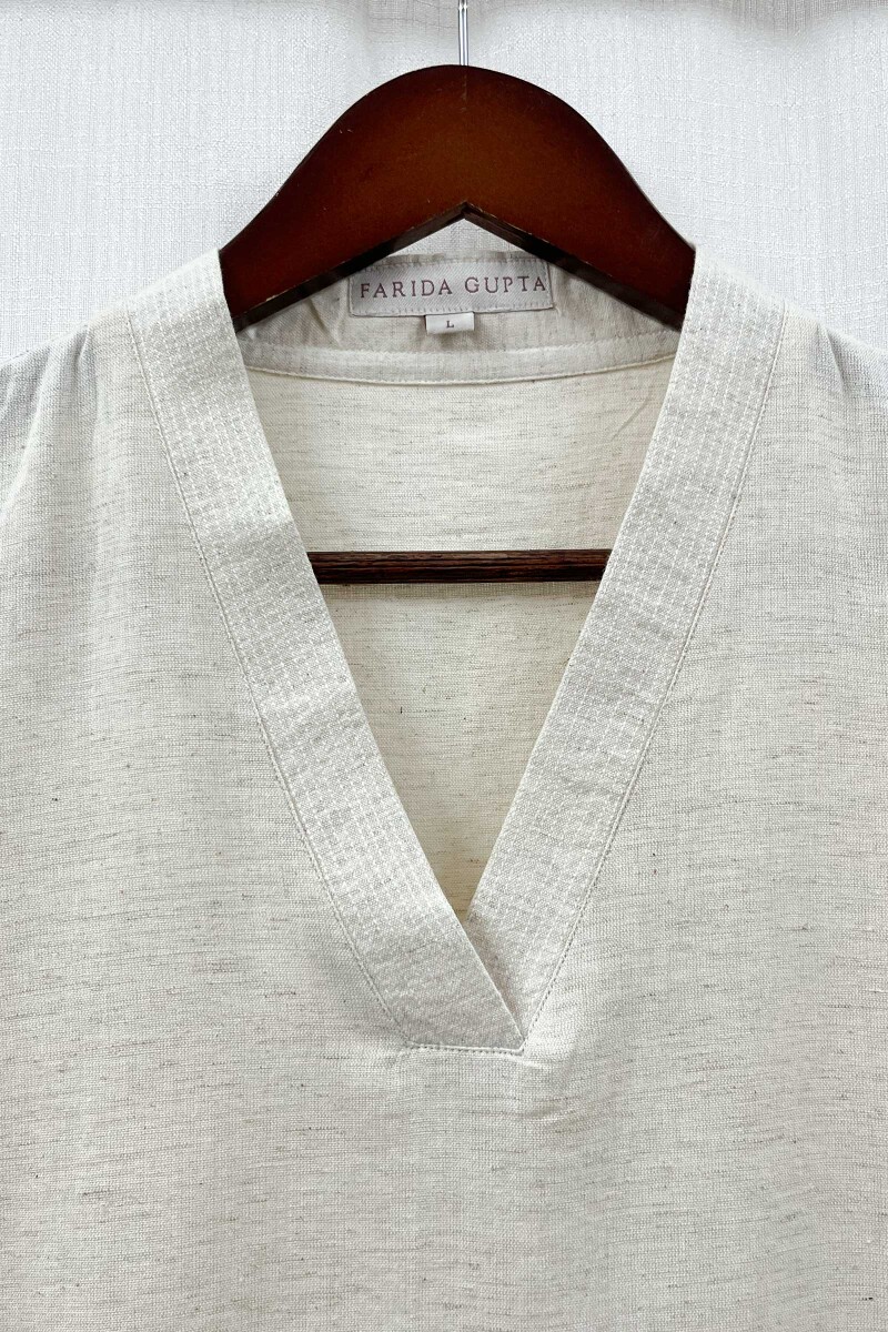 Cream Handcrafted Straight Handloom Cotton Kurta