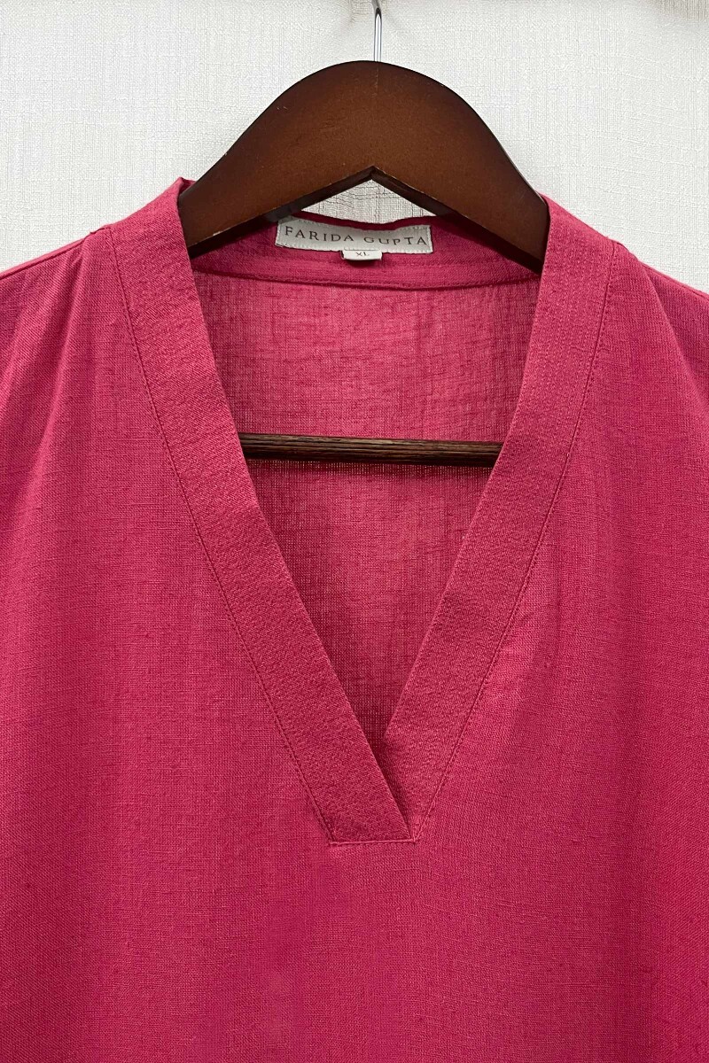 Pink Handcrafted Straight Handloom Cotton Kurta