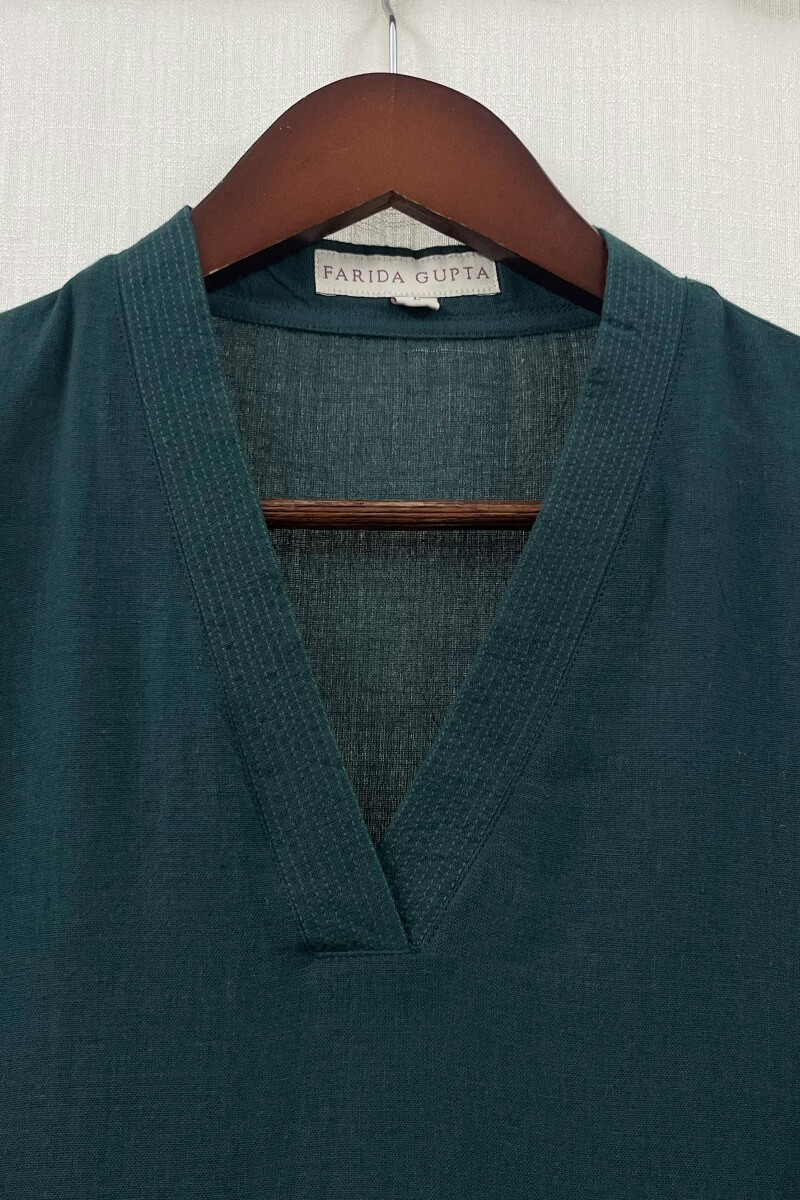 Pine Green Handcrafted Straight Handloom Cotton Kurta