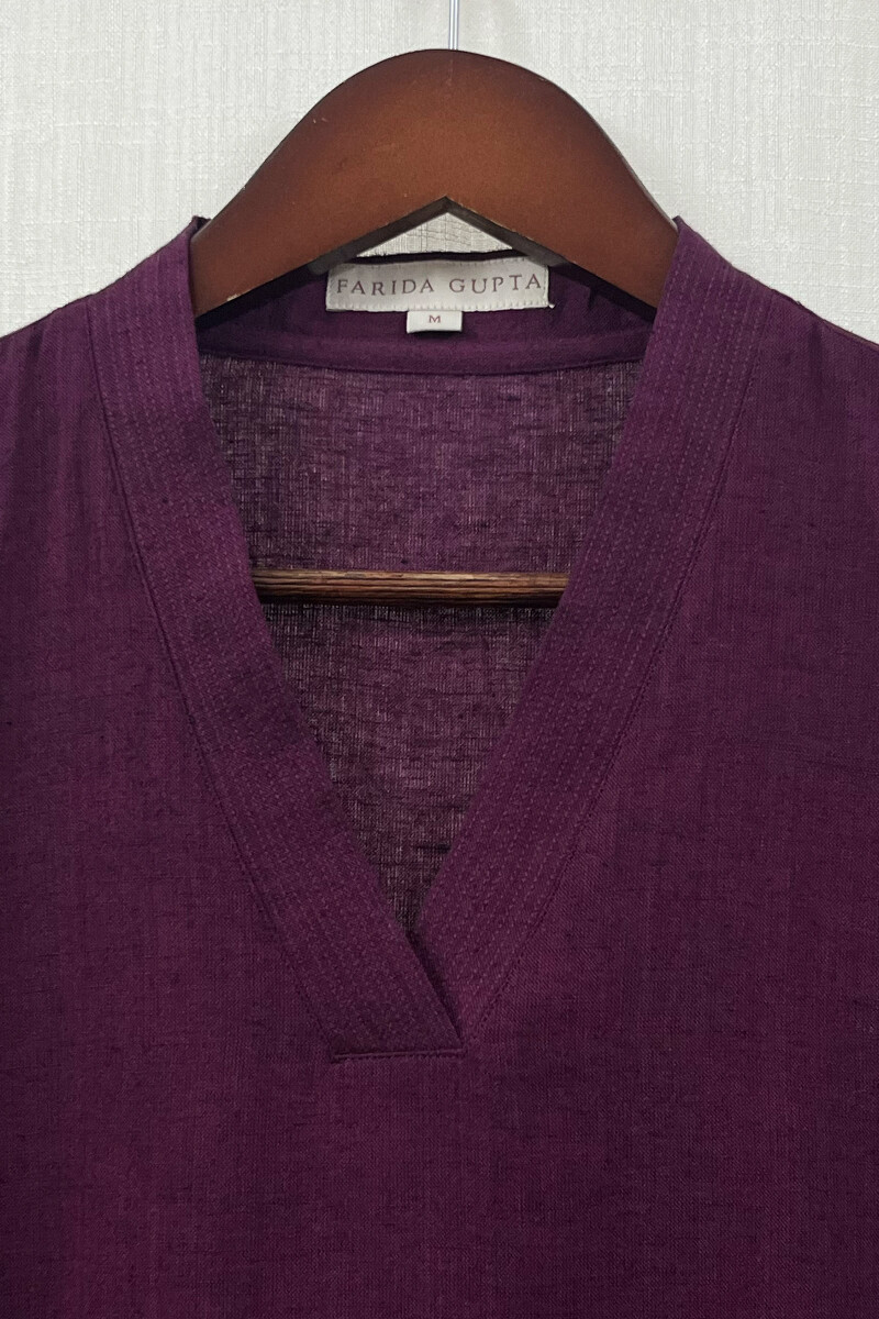 Dark Purple Handcrafted Straight Handloom Cotton Kurta