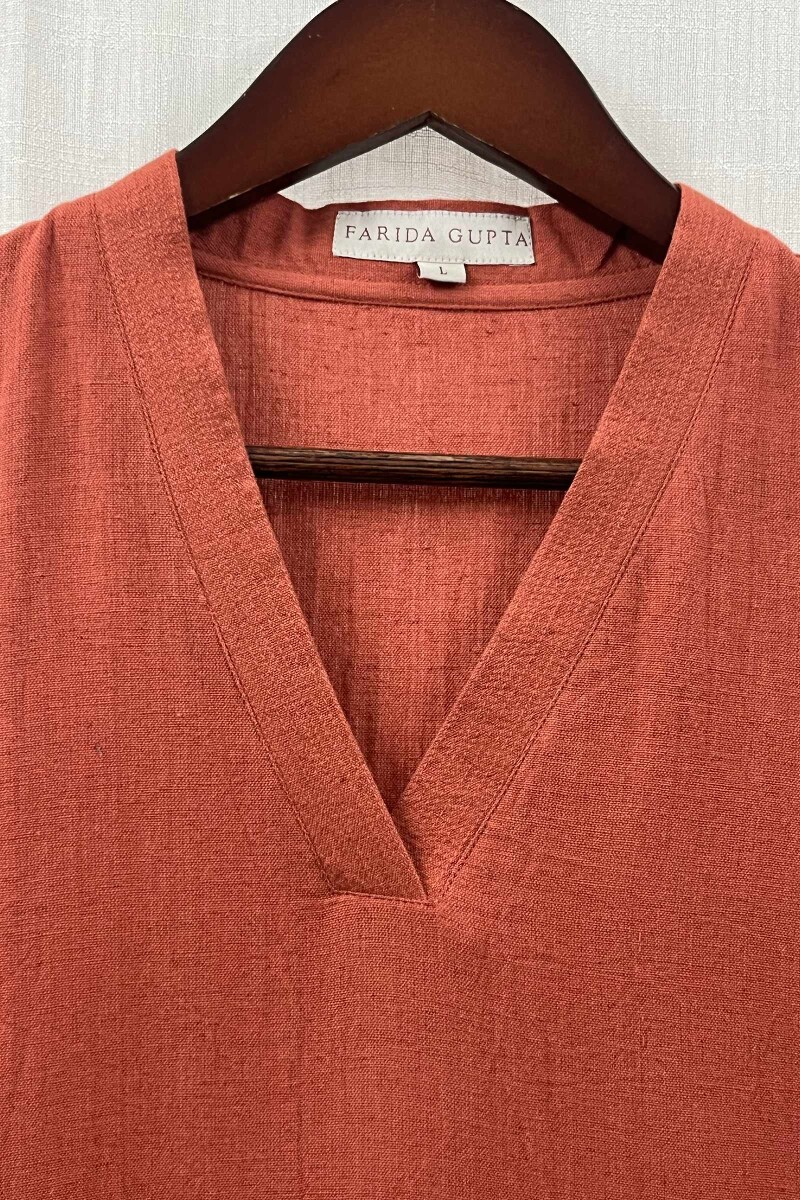 Peach Handcrafted Straight Handloom Cotton Kurta
